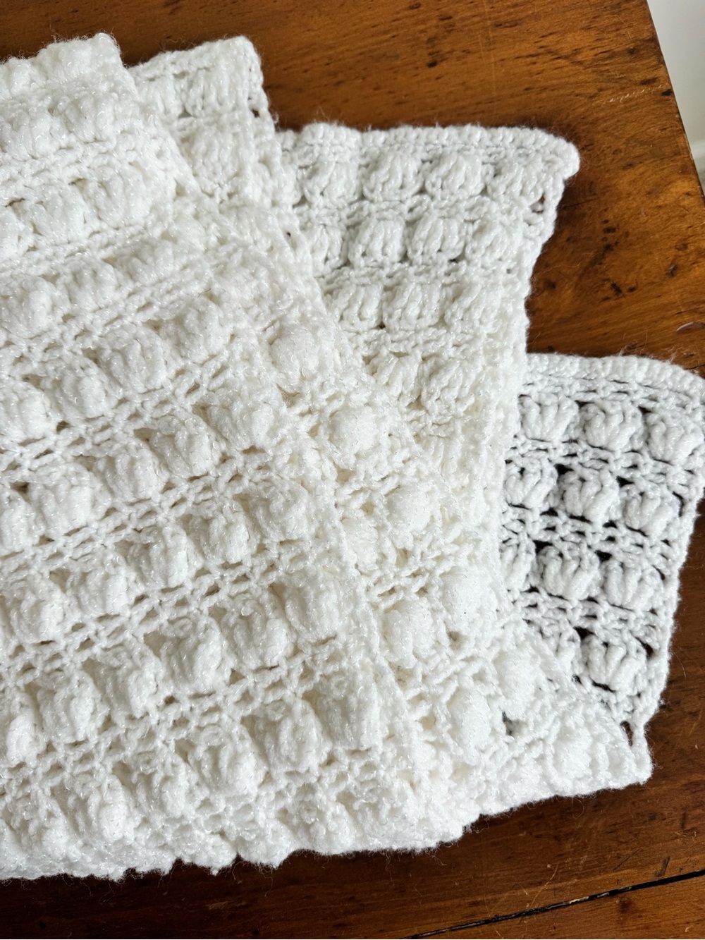 Handmade White Crochet Baby Blanket - Picture 2 of 3